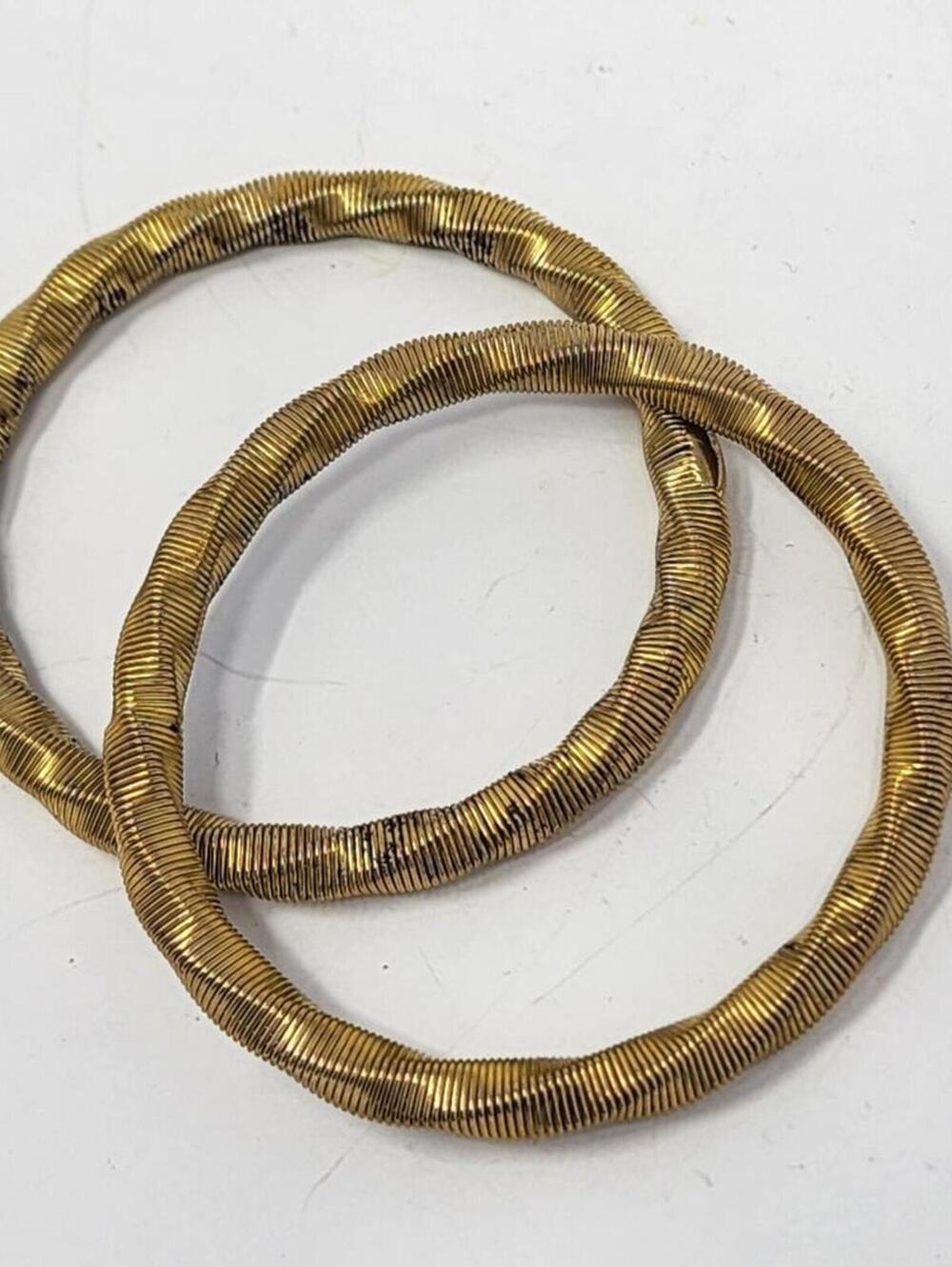 Vintage 90s Y2K Gold Stretchy Bangle Bracelet Pair Set